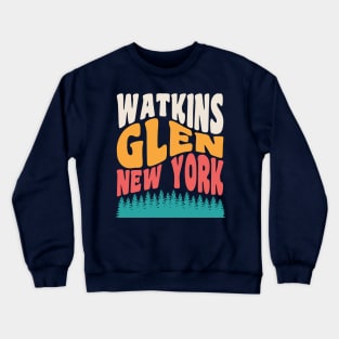 Watkins Glen State Park Hiking New York Retro Typography Crewneck Sweatshirt